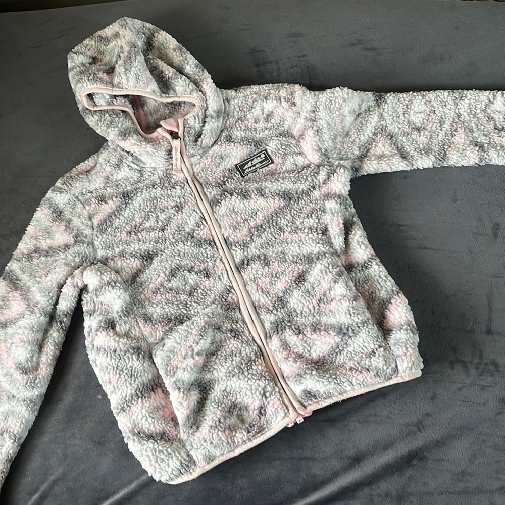 Eddie Bauer Girl’s Sherpa Fleece Fair Isle Zip Up Hooded Jacket